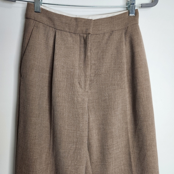 Aritzia Wilfred Ibiza High Rise Pleated Trouser Pants Size 4 In Heather Bisque - Picture 3 of 16